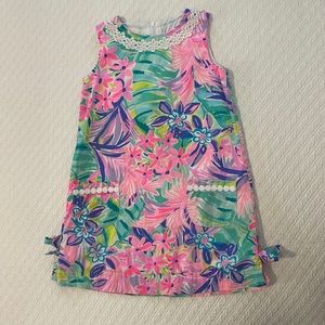 Lilly Pulitzer pink, purple, green flowered girls dress size 6 VGUC.